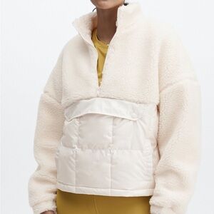 Fabletics Nelly Mixed Media Half Zip | Color “Oat” | Size M